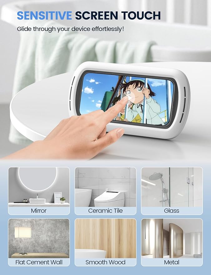 Lamicall [Enhanced Sound Quality Shower Phone Holder Waterproof, Speaker Hole & 480° Rotation Shower Case Accessories, IPX6 Waterproof Wall Mount for iPhone 16 Pro Max, S25 Ultra, 4-7" Big Phones