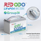 Redodo 12V 100Ah LiFePO4 Battery with Self Heating, Low Temperature Protection Group 31 Lithium Battery, Built in 100A BMS, 4000+ Deep Cycles, Perfect for RVs, Off-Grid in Cold Areas 4 Packs