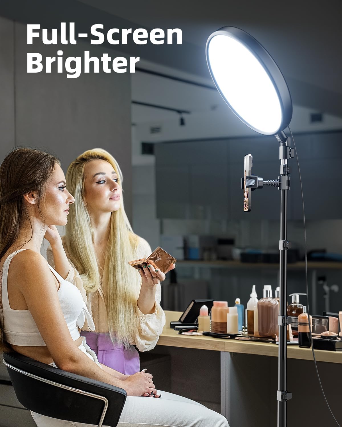 Weilisi Ring Light with 72" Tripod Stand and Phone Holder, 6500K Full-Screen Selfie Ring Light for Makeup Barber Video Recording, Photography Lighting, Ring Light Tripod for iPhone Phone with Remote