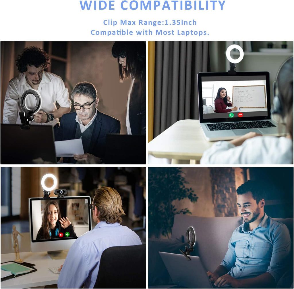 Video Conference Lighting Kit, Ring Light for Monitor Clip On,for Remote Working, Distance Learning,Zoom Call, Self Broadcasting and Live Streaming, Computer Laptop Video Conferencing