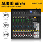 Audio Mixer Bluetooth G-MARK Professional Mixer Usb Interface Sound Board Console System 16 Channel Digital MP3 Computer Input 48V Phantom Power Stereo DJ 24-Bit SPX Effects Mixing Console