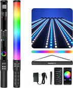 Mettlelite LS400C RGB LED Light Stick Full Color Continuous Output Video Light 2 ft with APP Control 2800K-8000K CRI96 TLCI97 RGB CCT HSI 10 Customizable Light Effects Built in Rechargeable Battery
