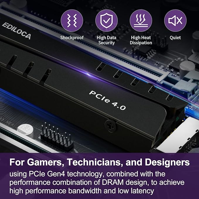 4TB PS5 SSD with Heatsink PCIe Gen4 NVMe M.2 Gaming SSD, 7400MB/s Read, 4GB DRAM Cache, 3D TLC | Internal Solid State Drive Compatible with PS5 & PC(EN855)