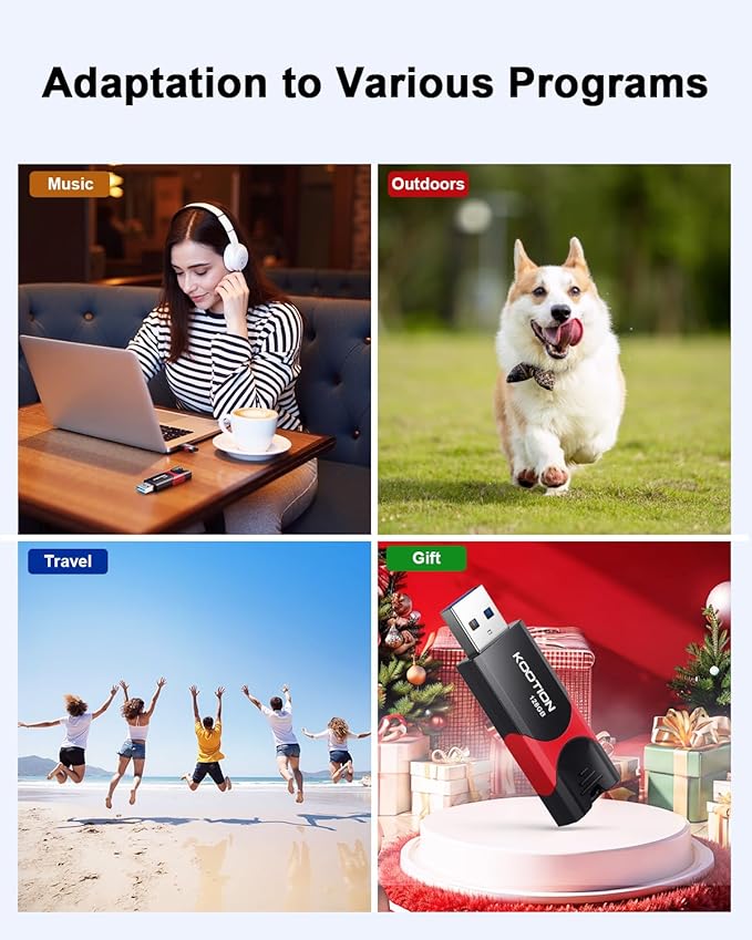 KOOTION 128GB USB Thumb Drive 3.1 Flash Drive Ultra High Speed up to 150MB/s, Retractable Memory Stick, 128G External Solid State Flash Drive