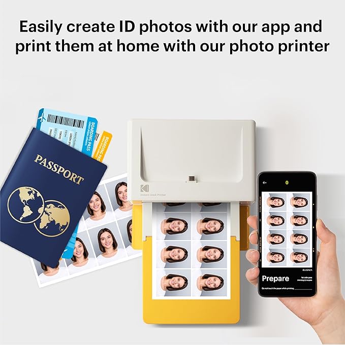 KODAK Dock Plus 4PASS Instant Photo Printer (4x6 inches) + 10 Sheets