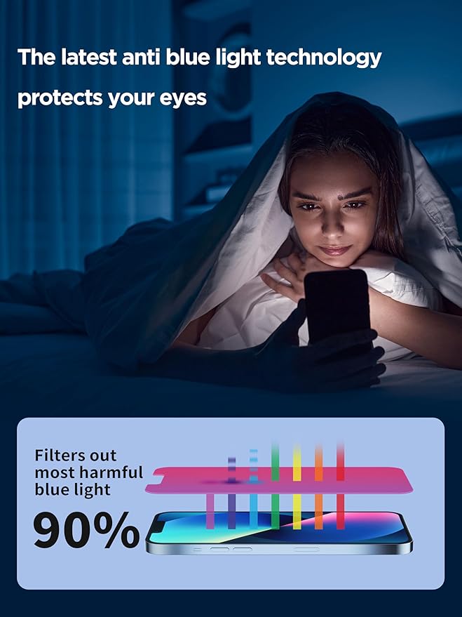 Compatible for iPhone 13/13 Pro/16e/iPhone 14 Privacy Screen Protector Tempered Glass 6.1 Inch, Pink Gradient Anti Spy Anti Blue Light HD Easy Installation