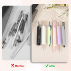 PATIKIL 2 Pcs Adhesive Pencil Holders, 105mm Long Universal Pencil Clip Silicone Pen Holder Office Pen Organizer for Desk Wall Clipboard Notebook Tablet Case Stylus, White