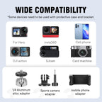 Aluminum Alloy Camera Mounts Clamp Mount Bicycle Handlebar Adapter Mount with Dual 360°Rotatable Ball Head with Adapter Phone Clip Compatible with Hero Insta360 and Other Action Cameras