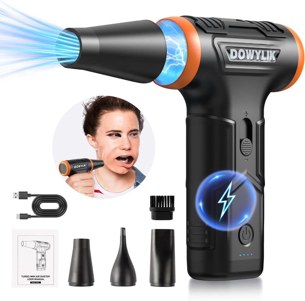 Compressed Air Duster, 220000RPM Canned Air Duster for Computer Cleaning Kit, 3 Speed Compressed Air Can with LED Light, Electric Air Duster for Cleanning Car, PC, Electronics