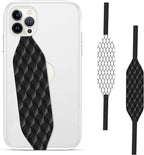 Phone Grip Strap - Reversible Finger Holder for Phone Back, Customizable Anti-Slip Design, Wireless Charging Compatible Detachable Holder for iPhone - Carbonite Weave
