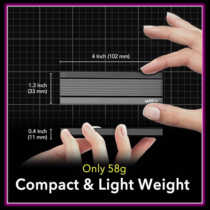 Addlink External Portable SSD 2TB P20 USB 3.2 Gen2 up to 1050MB/s, 3D TLC USB C Solid State Drive, for PC Laptop Mac Windows Linux Android PS4 PS5 Xbox One Smart TV (ad2TBP20B32) Made in Taiwan