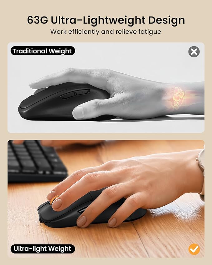 ProtoArc Mechanical Keyboard and Mouse, KM310 Wireless Rechargeable Aluminum Keyboard Mouse, 2.4G+Dual Bluetooth, Low Profile Keys, Red Switches, Multi-Device, for Windows/Mac - Black