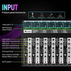 Professional Audio Mixer,6 Channel Audio Interface Sound Board Mixing Console System with Monitor,16 DSP DJ Bluetooth Mixer Reverb Effect +48V Phantom For Karaoke Studio Streaming Recording