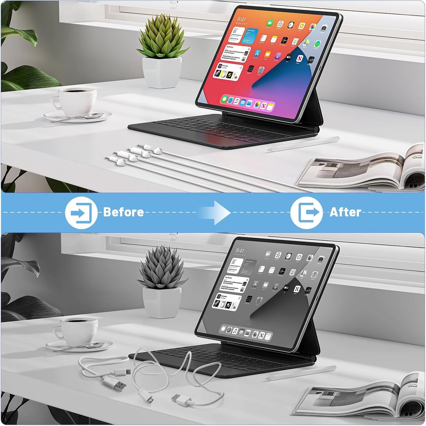 18 Pack Mini Cable Clips, Znben Cord Organizer Holder Adhesive Cord Management Charger Wire Holder Clips for Desk, Home, Office, Car, Cubicle, Nightstand White