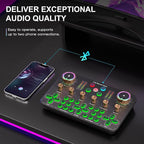 Facmogu K600 Gaming Audio Mixer, Streaming Audio Mixer with XLR Microphone Support, DJ Mixer Built-in 48V Phantom Power, Live Sound Card for PC Phone Live Streaming Podcasting Karaoke Tiktok YouTube