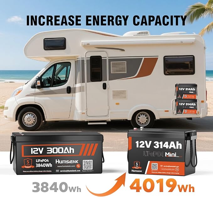 12V 314Ah LiFePO4 Lithium Battery with Bluetooth – 4.19kWh Energy, 100A BMS, 15000+ Cycles, Low-Temp Protection – for RV, Marine, Solar, Off-Grid, Home Backup (Compact & Lightweight)