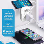 Ceptics World Travel Adapter Kit 2 USB-A, USB-C US Outlets, 20W/QC 18W Power Delivery, Surge Protection, SWADAPT Compatible for Europe, UK, China, Australia, Japan Perfect Laptop (WPS-5B)