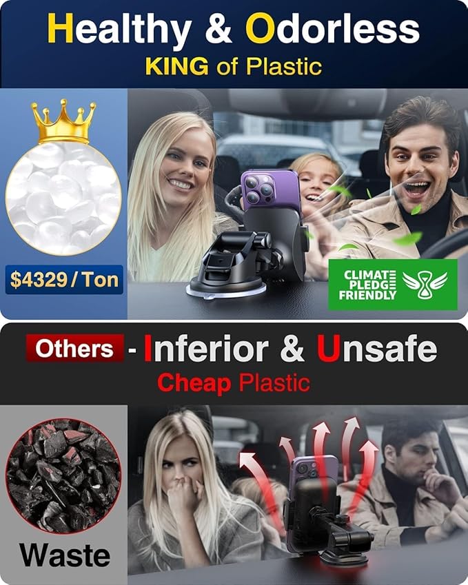 【2025 MAX Stable & Durable】Car Phone Holder VANMASS【Ultimate Military-Grade Suction】Cell Mount Truck Stand Cradle for Dashboard Windshield Vent for iPhone 16 Pro Max 15 14 13 12 Samsung S24 Android