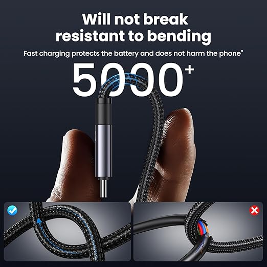 240W Multi Charging Cable, 4ft 6-in-1 USB C Cable Fast Charging Cords with USB-C/A Ports to IP/Type C/Micro Connectors for Pad/Cell Phones/Tablets/Laptop