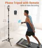 Phone Tripod, 86" Tall Tripod Stand with Gooseneck, Remote and Phone Holder, Suitable for Recording Fitness Vlog Watching Cooking, Compatible with Smartphone, Camera