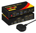 DP hdmi kvm Switch 2 Monitors 2 Computers Display Port,kvm Switch displayport with DP and HDMI kvm switches,8K@60HZ,USB3.0 with 1 USB C