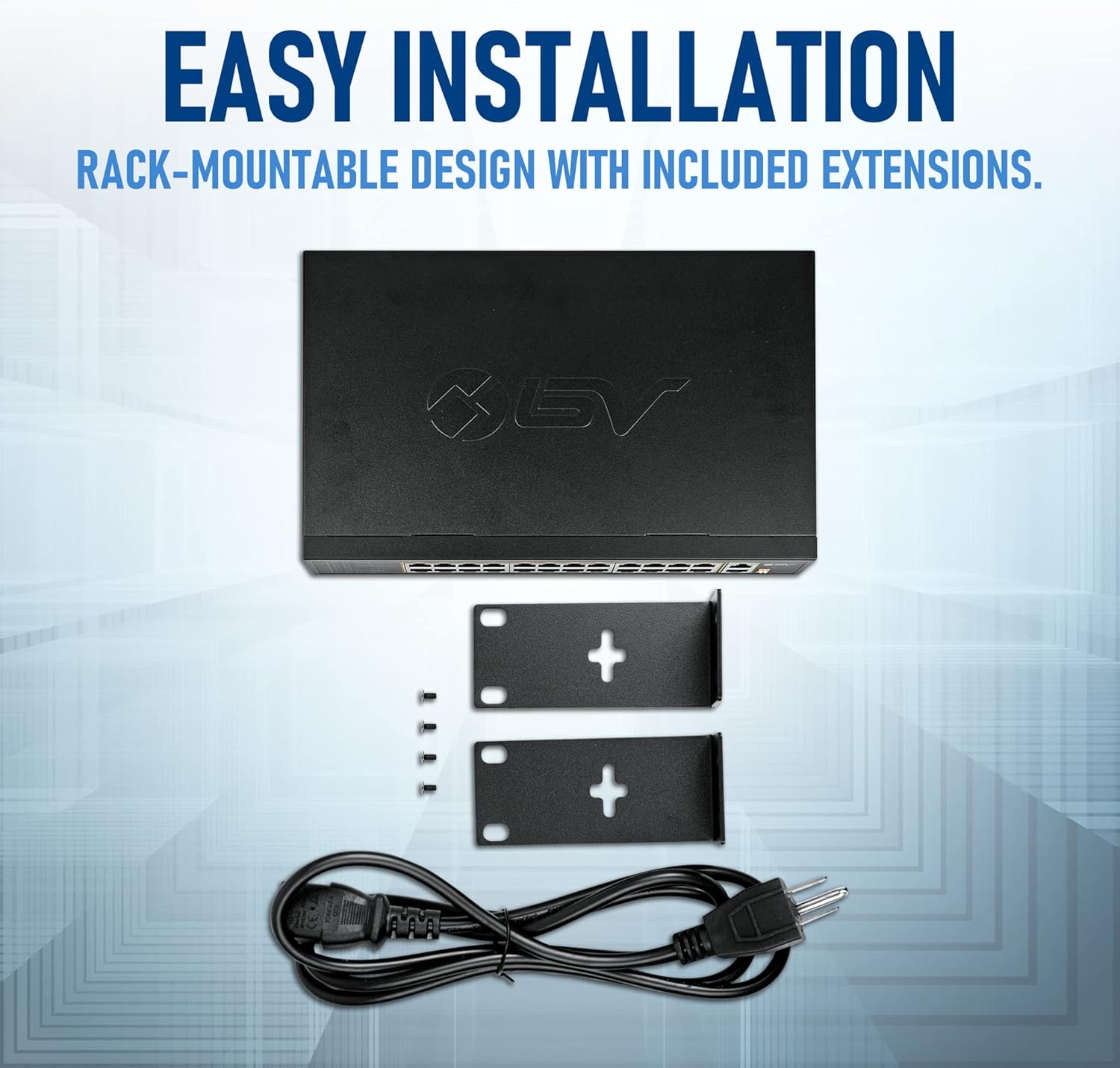 BV-Tech 24 Port PoE+ Switch with 2 Gigabit Ethernet or SFP Uplink, Long Range | POE-SW2402