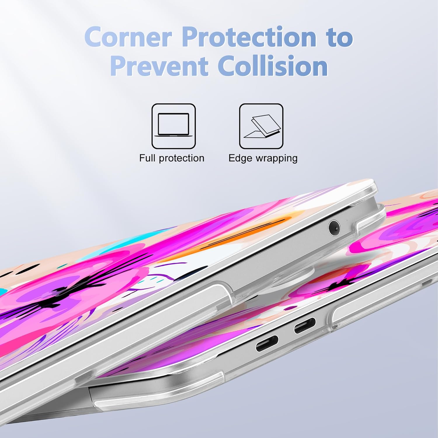 Case for MacBook Pro 13 inch with/Without Touch Bar (2016-2022, M2 A2338 M1 A2289 A2251 A2159 A1989 A1706 A1708), Hard Shell + Keyboard Cover + Dust Plug, Trendy Floral