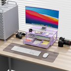 gianotter Computer Monitor Stand Riser, office organizer with Drawer, Office Organizers Storage for Classroom Office Supplies (Purple)