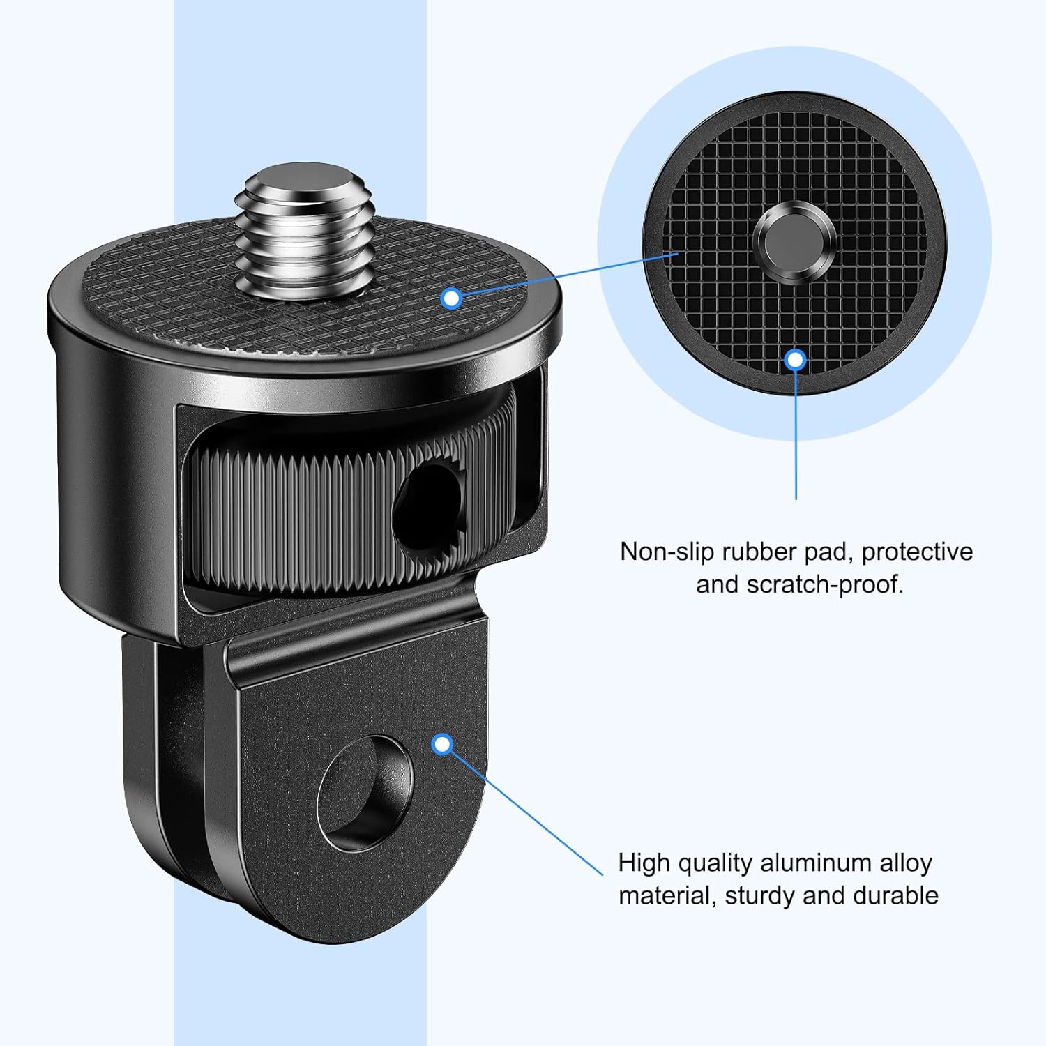 2 Pieces Camera Tripod Mount for Gopro Adapter 360°Adjustable Aluminum Alloy Conversion Adapter for GoPro Hero, Insta360, Sjcam Action Cameras and Other Standard 1/4 Accessories (GC-1)