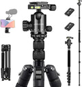 Tripod for Camera, 81" Camera Tripod Stand, 83 inch DSLR Tripods & Monopods, Aluminum Heavy Duty Tripod for Binocular Spotting Scope Telescope Phone