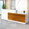 Reception Desk with Counter Modern Checkout Counter with Lockable Drawer Keyboard Tray Receptionist Desk for Office Salon Reception Table M Right 63inch/160cm