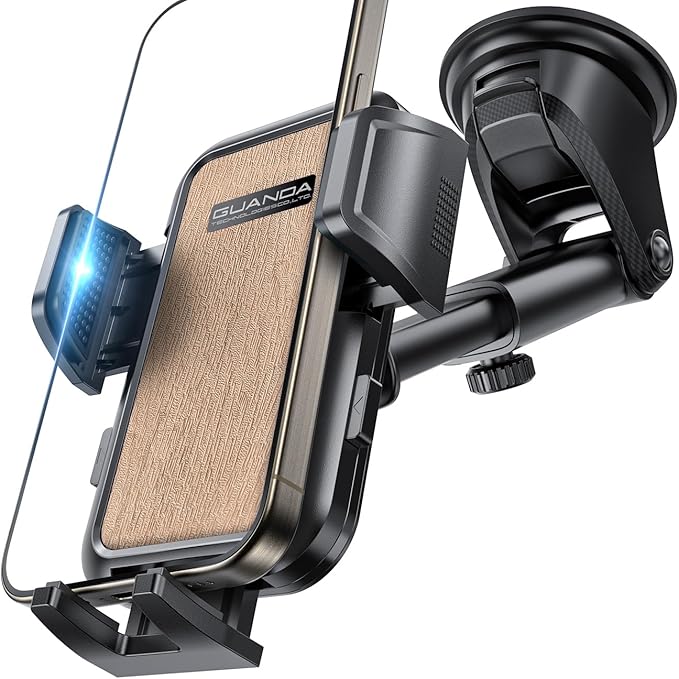 [2025 New] Dashboard Phone Holders for Your Car [Military Grade Stable] Phone Holders for Your Car, Non-Slip Silicone Carbon Fiber Car Phone Mount, Rotatable Suction Cup for All Phone, Gold