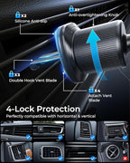 MRGLAS 2025 Upgraded Phone Holders for Your Car with New Metal Hook Clip, Handy Air Vent Cell Phone Car Mount [One Hand Operation], Universal Automobile Cradle for iPhone Android and All Smartphones