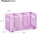 Marbrasse Mesh Pen Holder for Desk,Pencil Holder Desk Organizer 3 Adjustable Compartments,Pencil Cup with Handle Perfect for Classroom, Office, Home,Makeup,Art (Purple)
