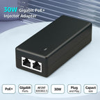 YuanLey Gigabit PoE Injector Adapter 30W, Converts Non-PoE to PoE Gigabit, Power Over Ethernet Injector 48V IEEE 802.3af/at, 10/100/1000Mbps PoE+ Injector Adapter Plug & Play, Distances Up to 325 Feet