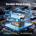 12V 314Ah LiFePO4 Mini Lithium Battery with Bluetooth 5.0, Built-in Metal Frame 200Ah BMS, 4.01kWh Energy, Upgraded Aluminum Cooling Fins, 12v 300ah + Lifepo4 Lithium Batterys