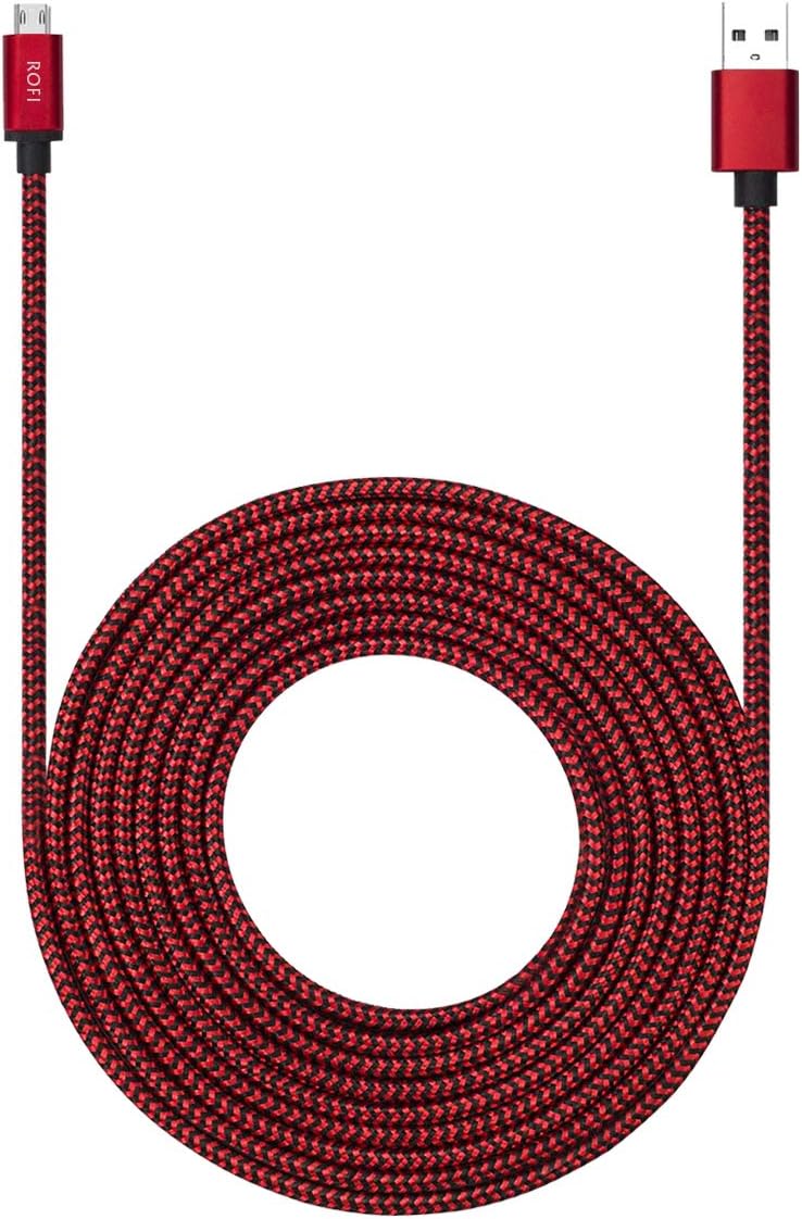 Micro USB Cable 15ft with 3A Fast Charging, Extra Long and Extremely Durable Nylon Braided Charger Cord for Galaxy S7/S6/J8/J7 Note 5,Kindle,LG,PS4,Camera,Xbox One and More (Red)