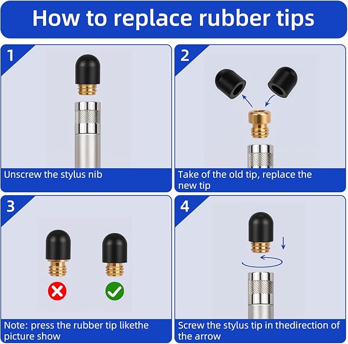 60 Pcs Rubber Tips for Stylus Pens,0.24inch (6mm) Diameter Replacement nibs for Touch Screen Pen Universal Stylus Ends,Surface Pen Tips