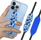 Phone Grip Strap - Reversible Finger Holder for Phone Back, Customizable Anti-Slip Design, Wireless Charging Compatible Detachable Holder for iPhone - Blue & Cobalt Blue