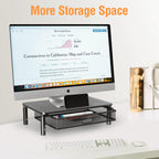 ELIVED 2 Pack Monitor Stand Riser with Drawer, 3 Height Adjustable with Larger Storage Space for Home and Office Supplies, Metal Desktop Stand for Laptop Computer Printer PC iMac