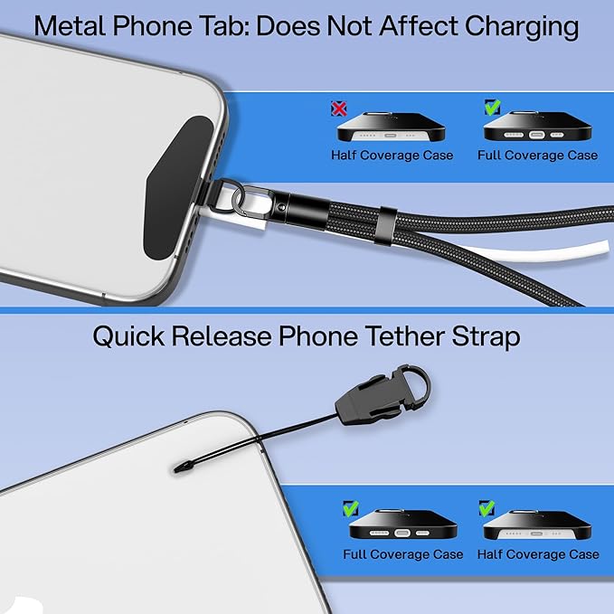 Kaptron Adjustable Phone Wrist Strap - Universal Cell Phone Lanyard Wrist Strap with Lanyard Patches