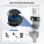 Neewer Phone Tripod Mount Adapter with Arca Type QR Base, Cold Shoe, 1/4" 3/8" Holes, 360° Swivel 180° Tilt, Phone Holder Compatible with iPhone Samsung Arca Swiss DJI RS 4 Pro 3 2 Stabilizer, SP-18