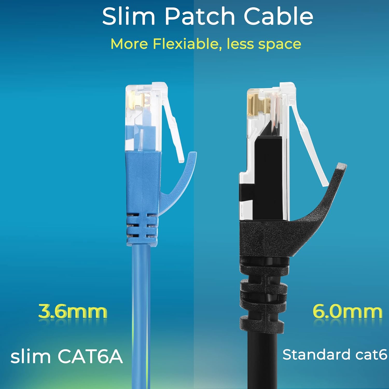 Rapink Cat6a 3ft Ethernet Cables (24 Pack) - Slim, 10G Support, Snagless, Flexible with Gold Plated Connectors