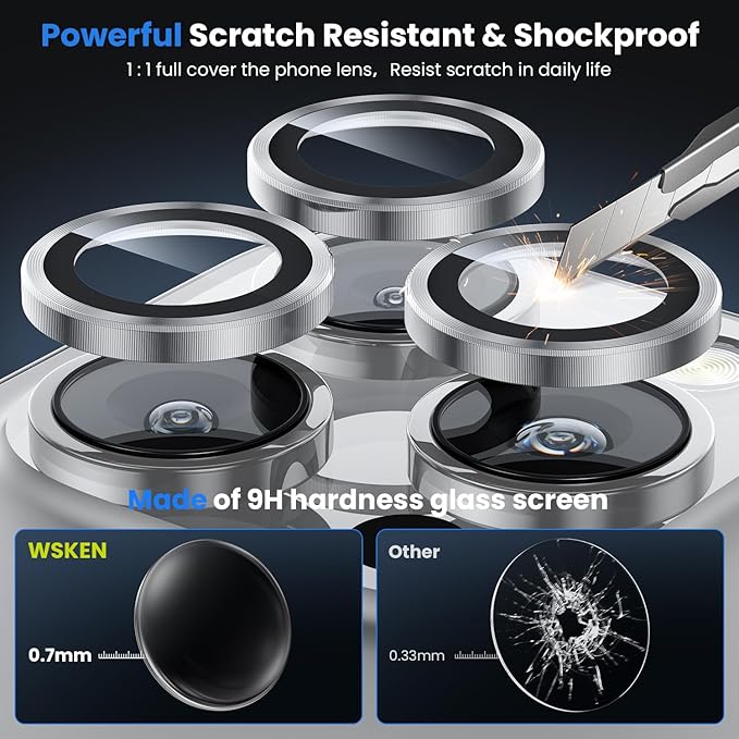 WSKEN for iPhone 16 Pro/iPhone 16 Pro Max Camera Lens Protector - [Original Shooting Model] Shatterproof Ultra HD Tempered Metal Glass Camera Screen Protector Cover Film Accessories