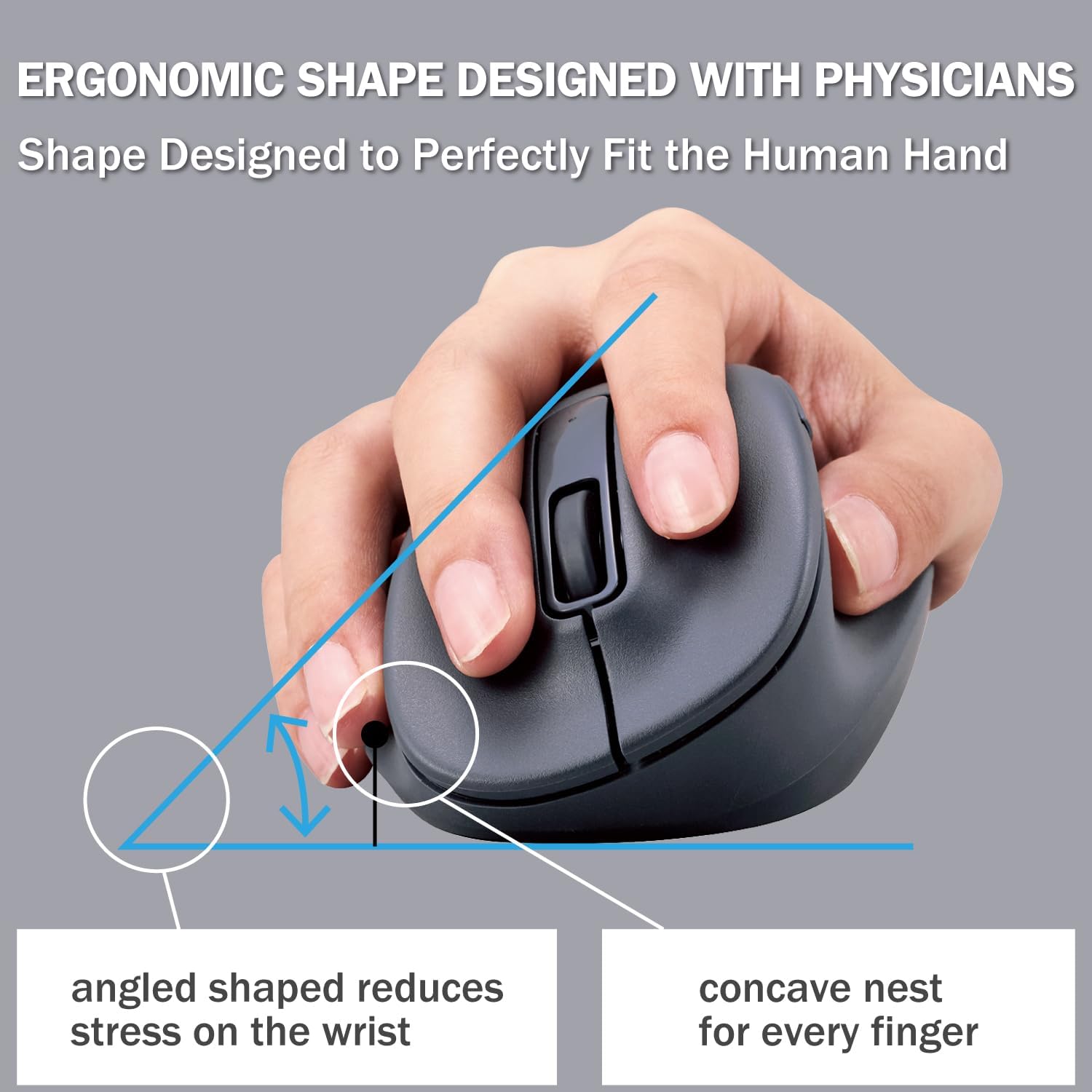 ELECOM Wireless Ergonomic Shape Mouse, 2.4GHz with Mini USB Receiver, Silent Click, Right Hand 2000DPI, 5 Buttons, Optocal Sensor, Compatible with PC, Mac, Laptop, EX-G, Msize Black (M-XGM30DBSKBK)