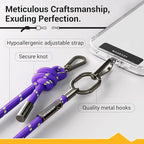 MAGEASY Universal Cell Phone Lanyard - Anti-Theft Thick Rope Crossbody Phone Strap for iPhone 16 Pro Max & Most Smartphones, for Men & Women | 8.3mm Pruple/Green