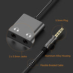 Cubilux 3.5mm Male to Dual Female Headphone Jack Splitter for Sharing Music, 2-Way 1/8” Stereo Audio Y Adapter, Compatible with MacBook iPad PC Computer Phone Laptop Tablet PS4 PS5 Xbox One/360