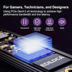 4TB M2 NVME SSD with Heatsink - PCIe Gen4.0 NVMe M.2 2280 3D NAND QLC, 5000MB/s Read, Internal Solid State Drive for PS5/PC, Dynamic SLC Cache, PS5 Storage Expansion, 5-Year Warranty(EN760)