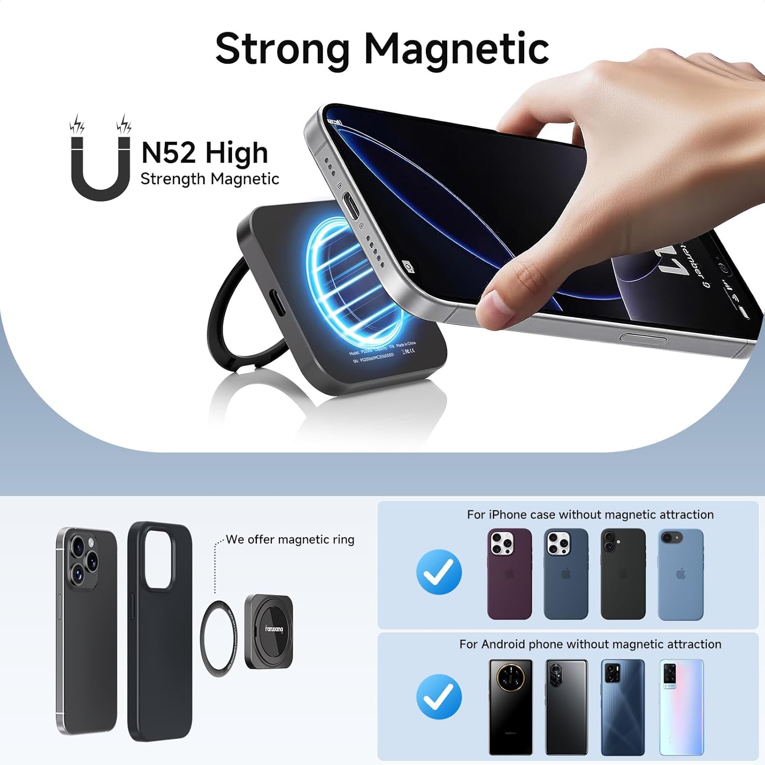 fanxiang 2TB Magnetic Portable SSD with 360° Rotating Stand, Up to 2000MB/s, USB-C 3.2 Gen 2x2 External Solid State Drive,Compatible with iPhone 15/16, Android,Mac, PC, and Tablets