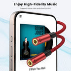 MOSWAG Type C to Dual 3.5mm Aux Headphone Jack Adapter, Hi-Res 2 Way Audio Y Cable Cord Compatible with iPad Samsung S23 S22 Google Pixel 7 6 Pro 5